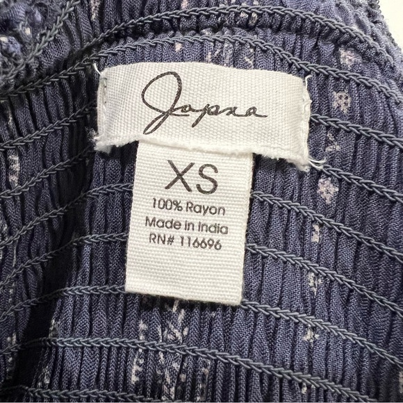 JAPNA Strapless Smocked Boho Wide Leg Jumpsuit Women’s XS Navy Print - Picture 10 of 12